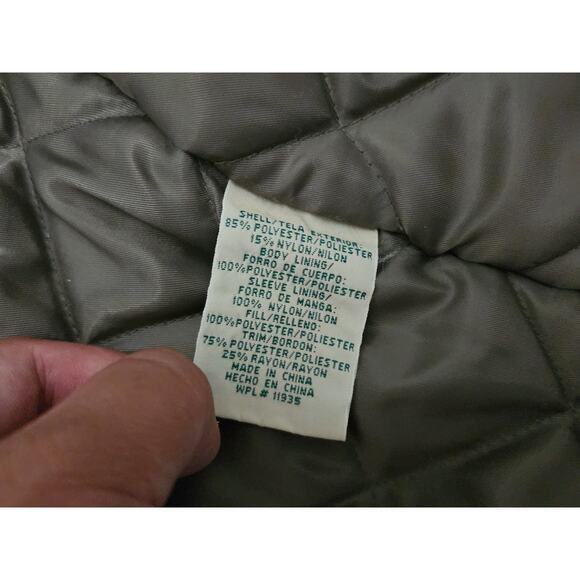 Vintage St Johns Bay Mens Large Parka Jacket Green Quilt Removable Hood Full Zip - Picture 8 of 15